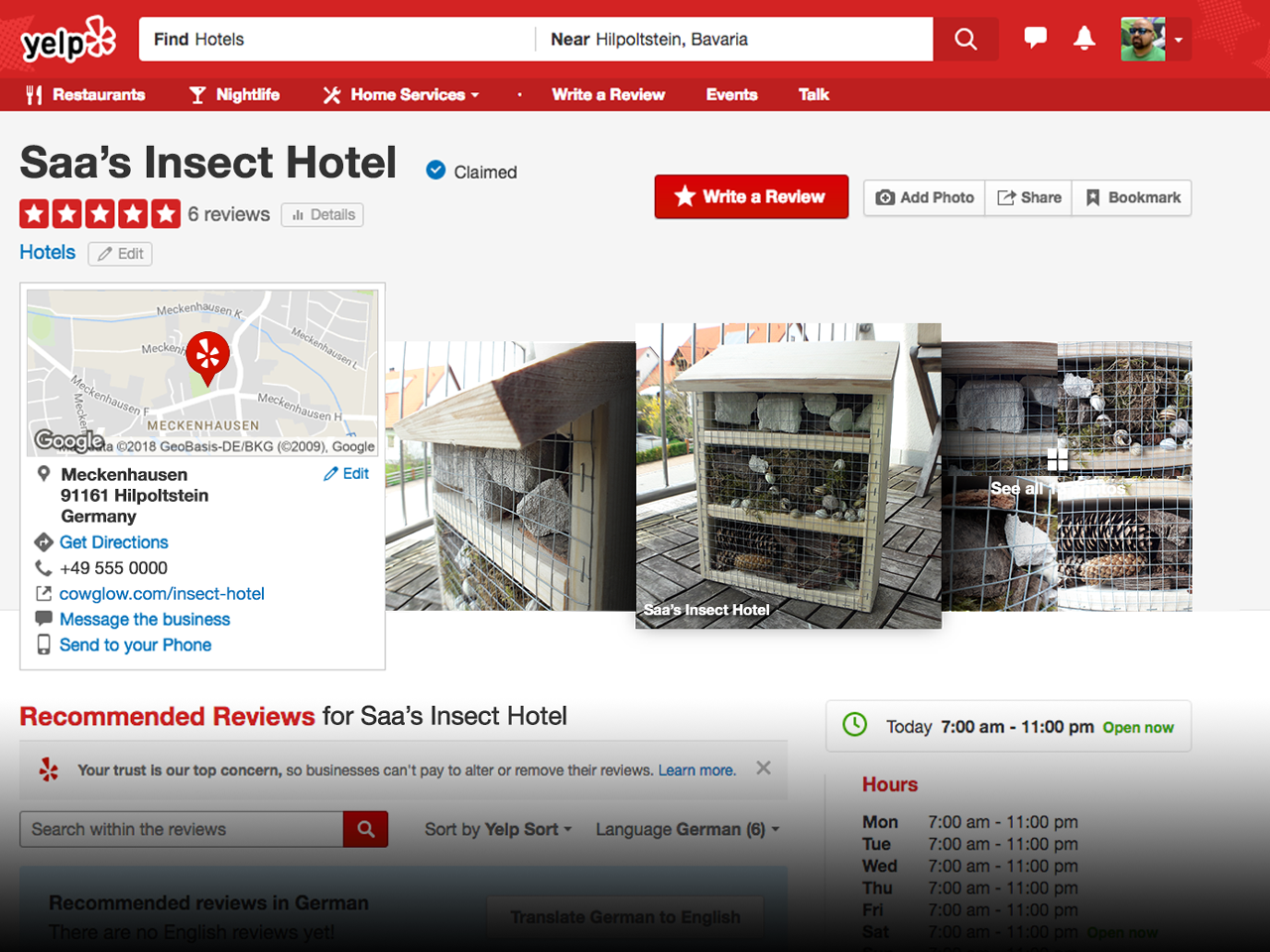 This is not a real Yelp Site, please scroll...